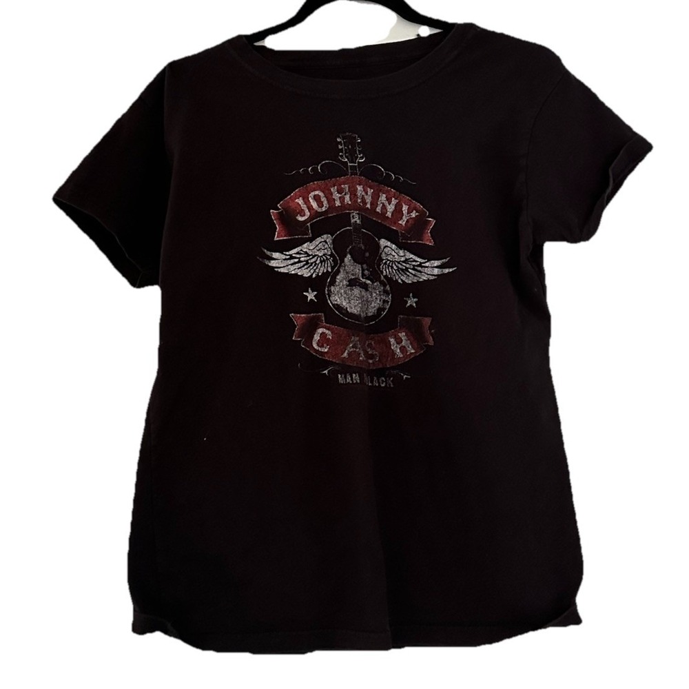 Johnny Cash Man In Black Winged Guitar T-Shirt Size 2X Fits Women's Medium